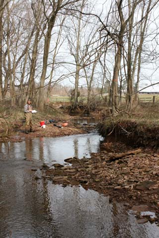 Field photo showing stream conditions at site SENE-198-B-2012_25mMarkUpstream