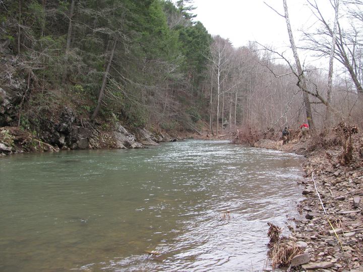 Field photo showing stream conditions at site SIDE-403-H-2011-1