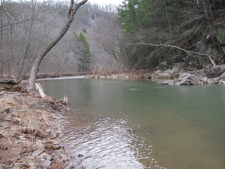 Field photo showing stream conditions at site SIDE-403-H-2011-2