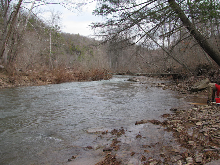 Field photo showing stream conditions at site SIDE-405-H-2011-1
