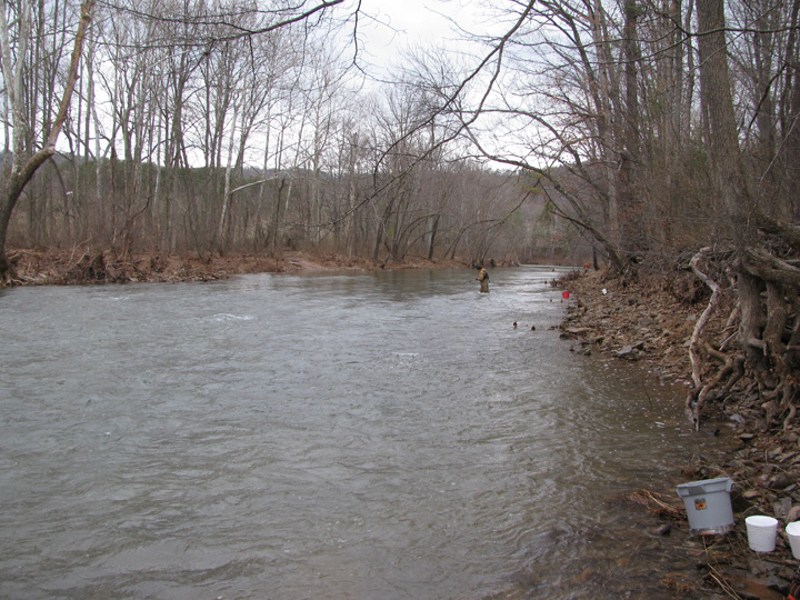 Field photo showing stream conditions at site SIDE-406-H-2011-2