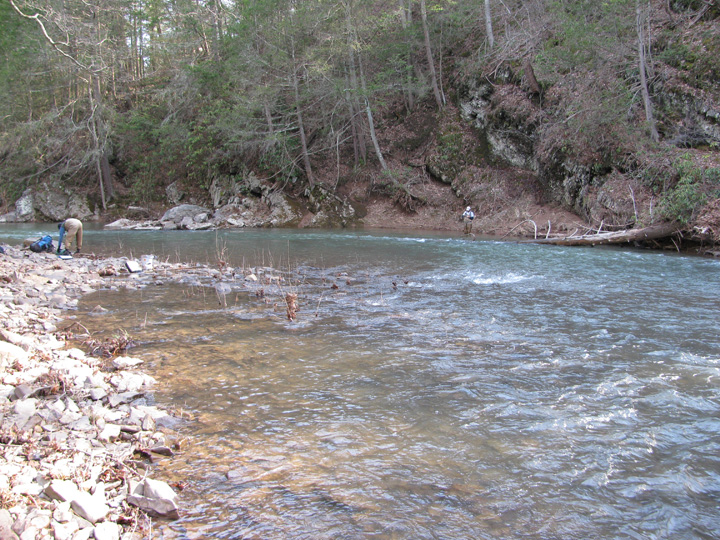 Field photo showing stream conditions at site SIDE-413-H-2011-2
