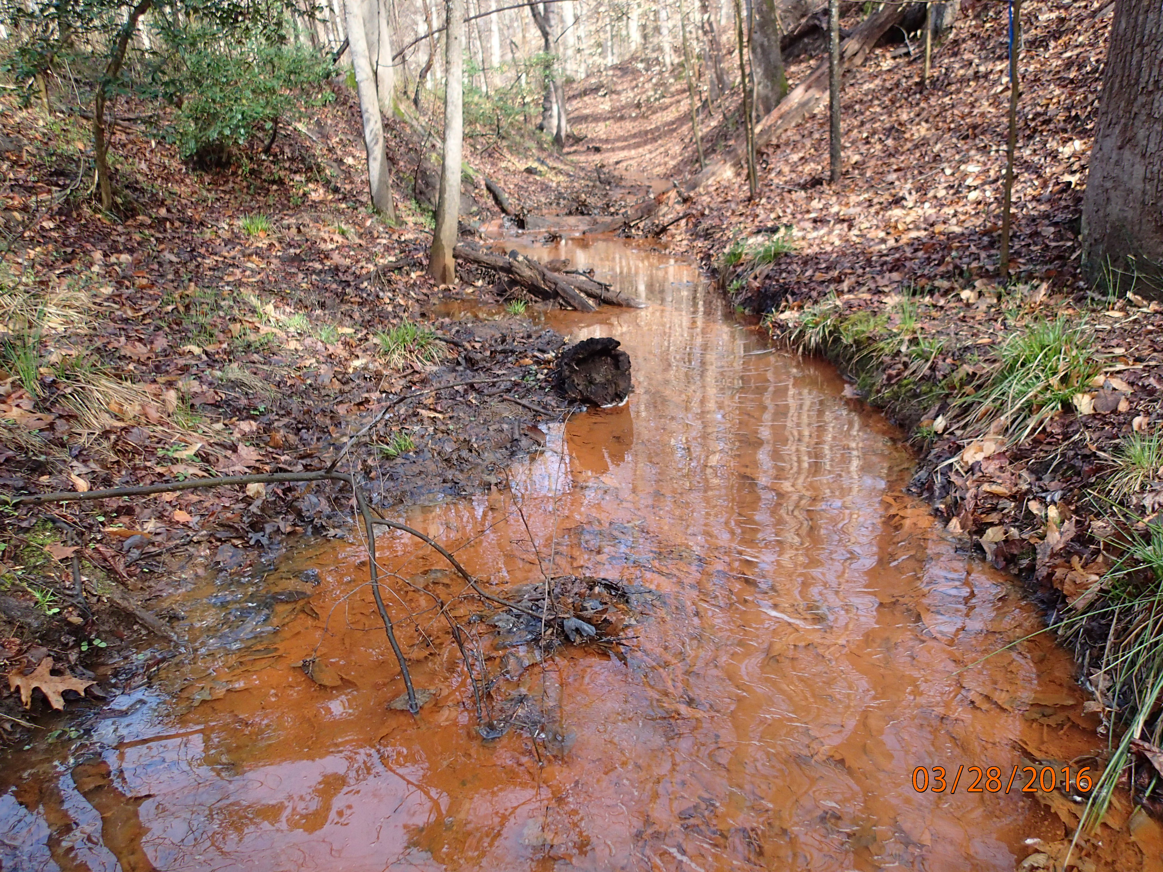 Field photo showing stream conditions at site SOUT-105-R-2016-MidpointUpstream