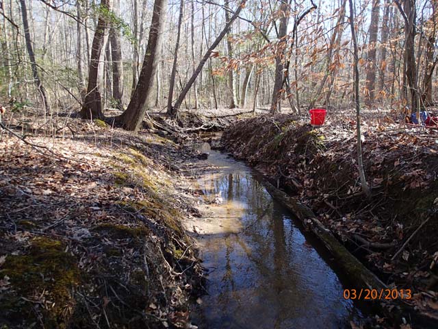 Field photo showing stream conditions at site STCL-051-S-2013-MidpointPdownstream
