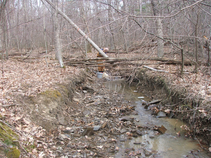 Field photo showing stream conditions at site TOWN-107-R-2008-1