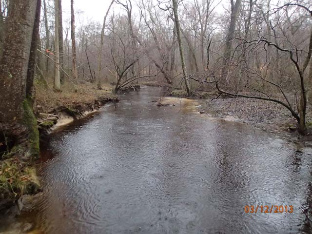 Field photo showing stream conditions at site UPCR-208-S-2013-MidpointPdownstream