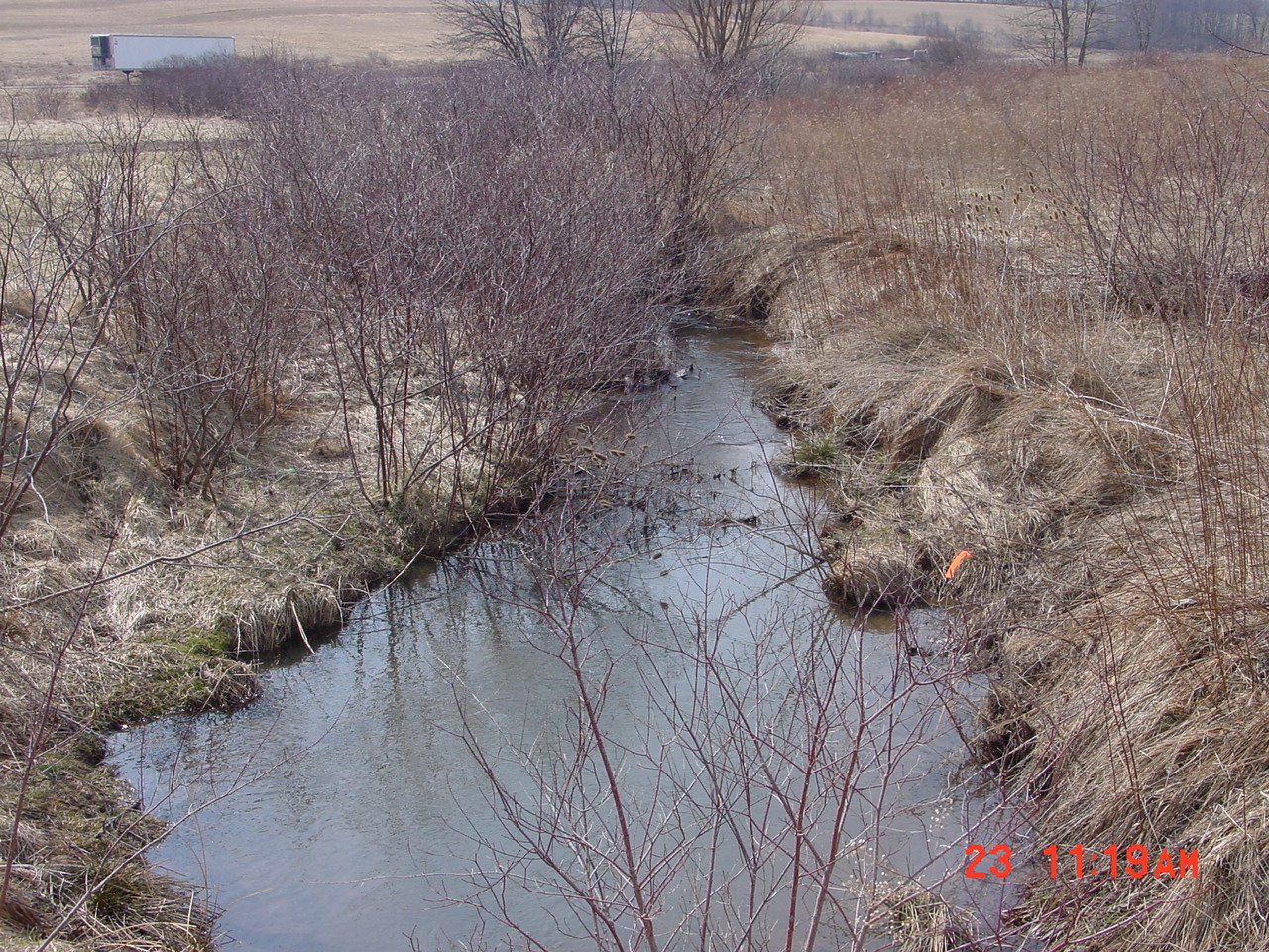 Field photo showing stream conditions at site YOUG-110-R-2001-2