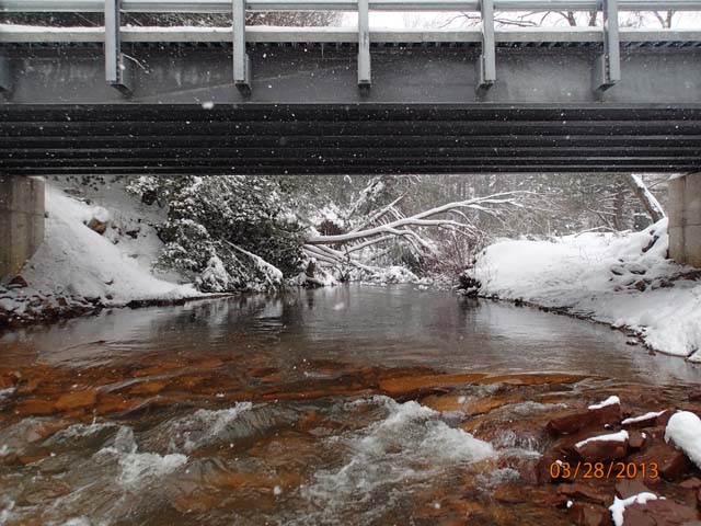 Field photo showing stream conditions at site YOUG-303-X-2013-50mUpstream