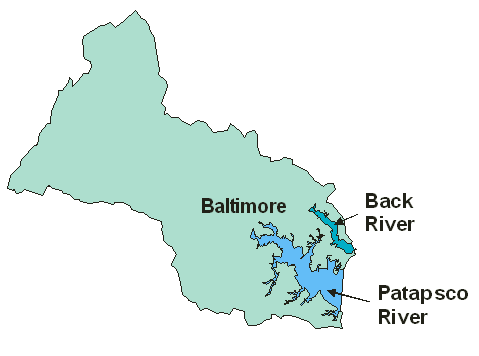 Patapsco and Back Rivers Map of Tributaries