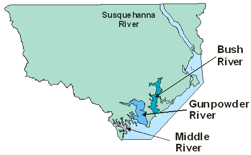 Upper Western Shore Map of Tributaries